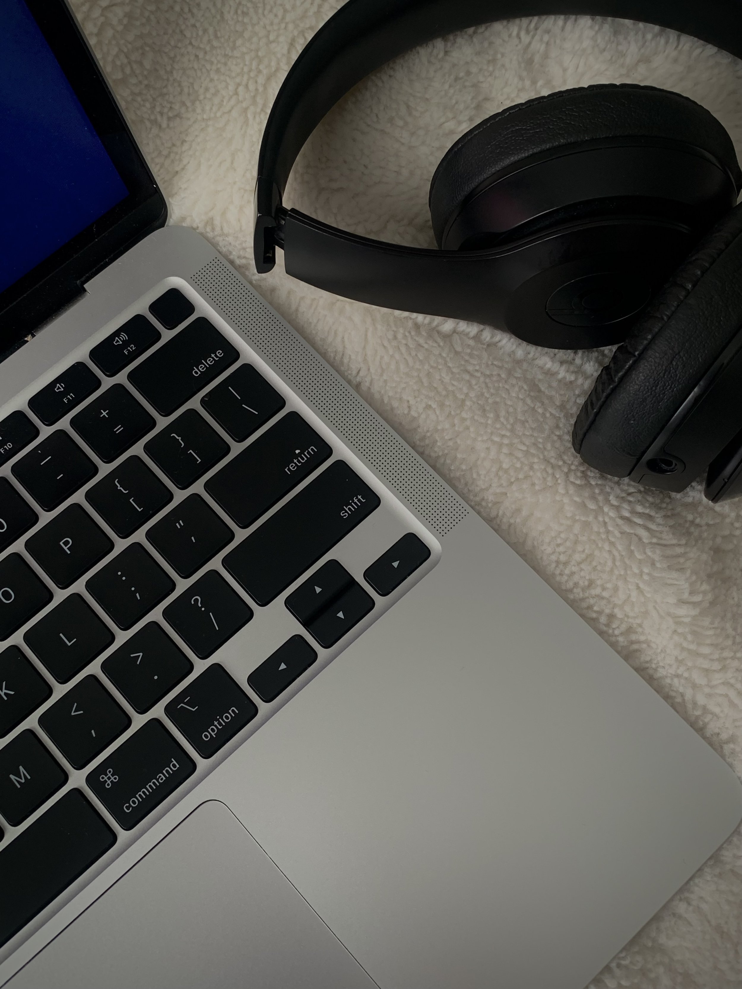 Laptop and headphones