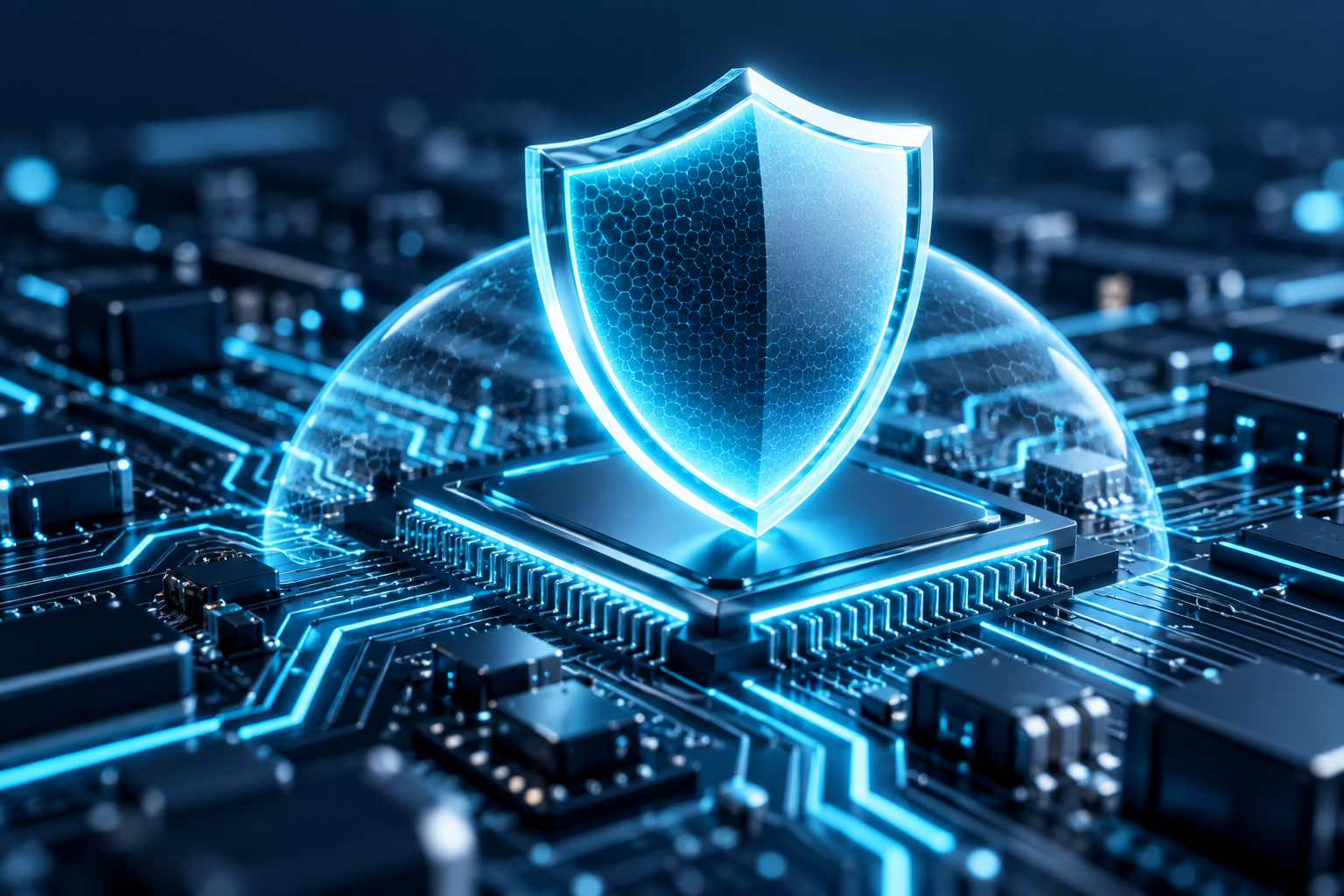 Concept illustration of a digital security shield