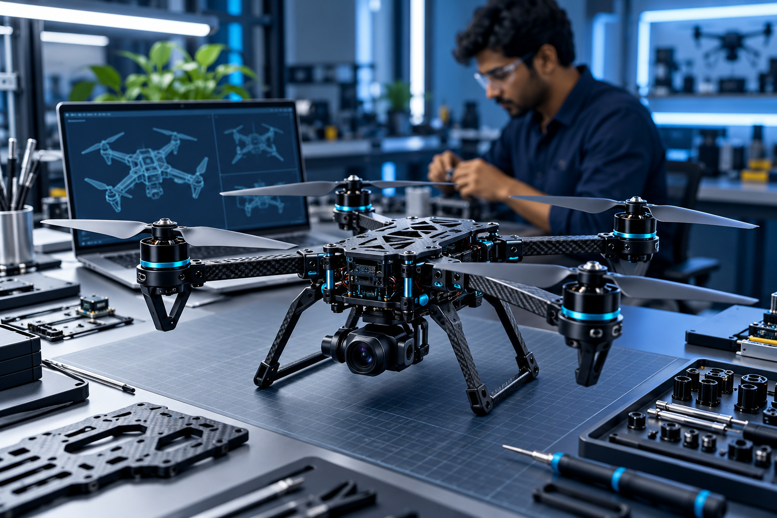 Concept illustration of custom drone engineering