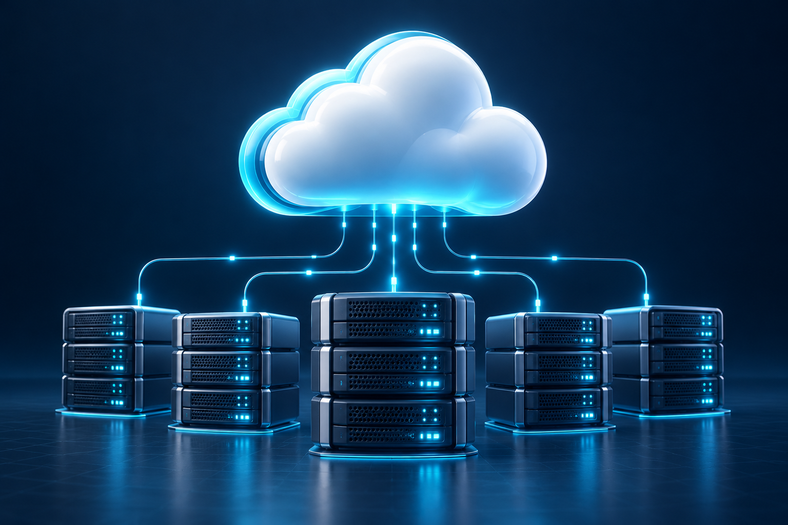 Concept illustration of cloud-connected servers