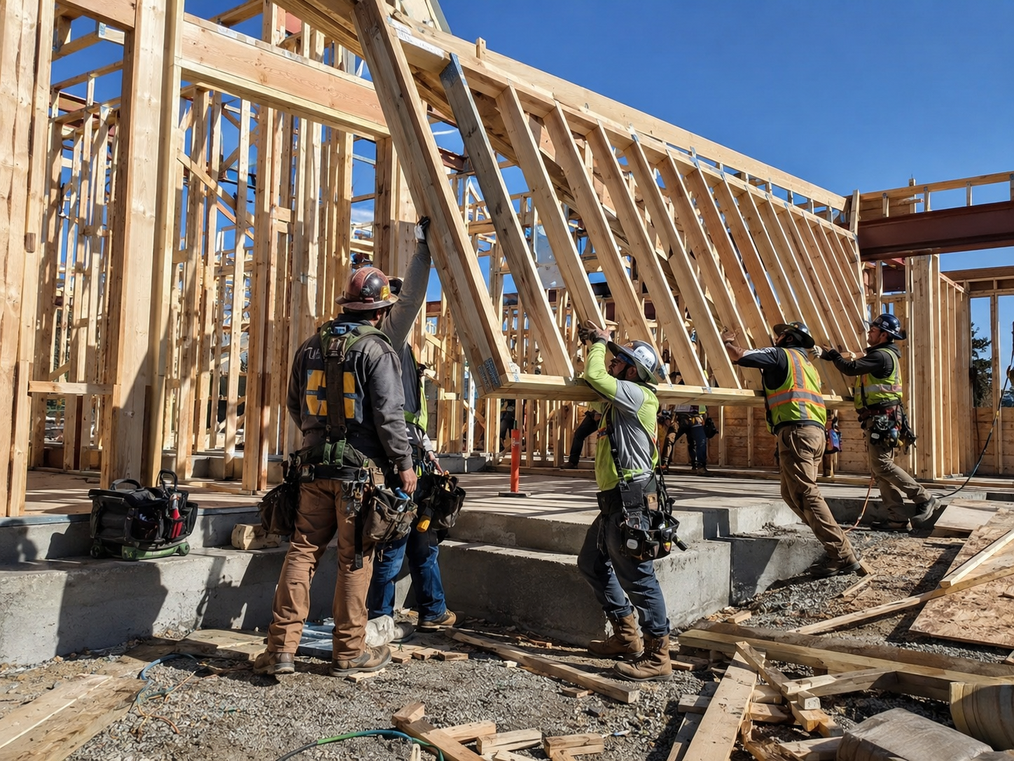 New construction framing project for residential or development work