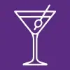 A white outline of a martini glass on a purple background