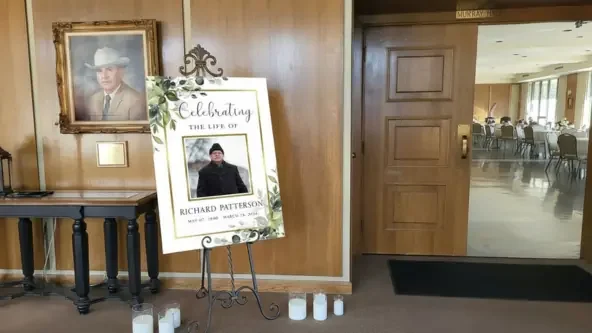 A memorial service setup in Murray Hall.
