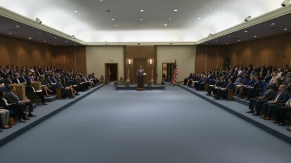 A woman leading a seminar in the American Room.