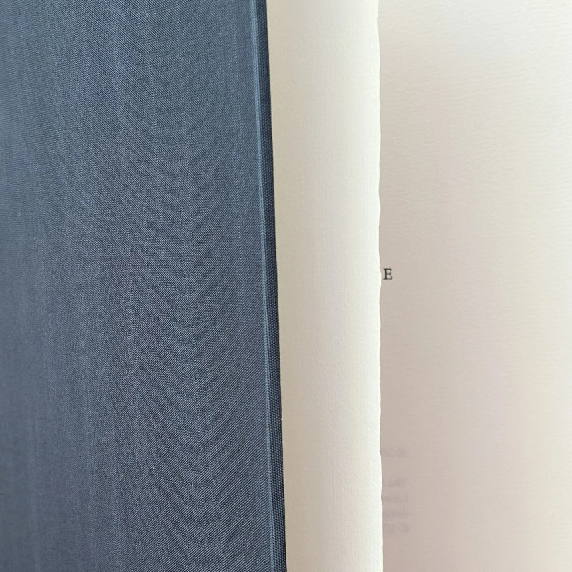 Open book showing full cloth binding and page edge