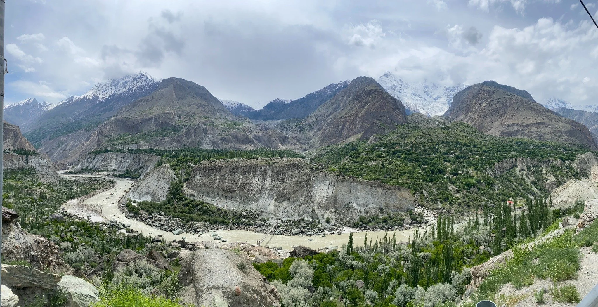 The mountains and river valley of Hunza in northern Pakistan