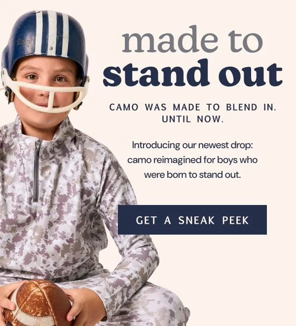 Made to stand out: a sneak peek email for a new camo drop.