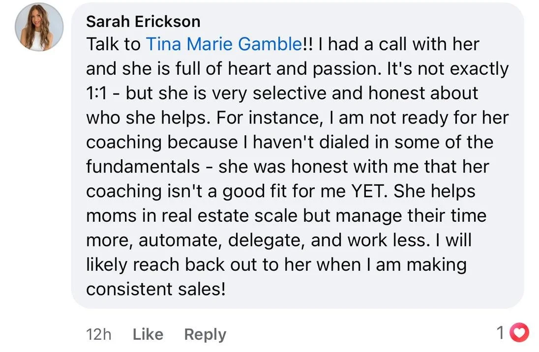 Sarah Erickson testimonial