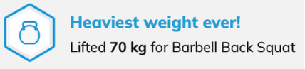 Heaviest weight ever! Lifted 70 kg for barbell back squat