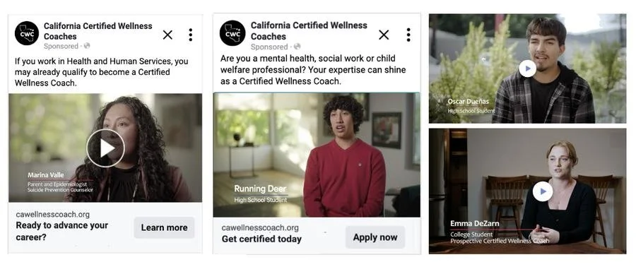 Paid social ad grid