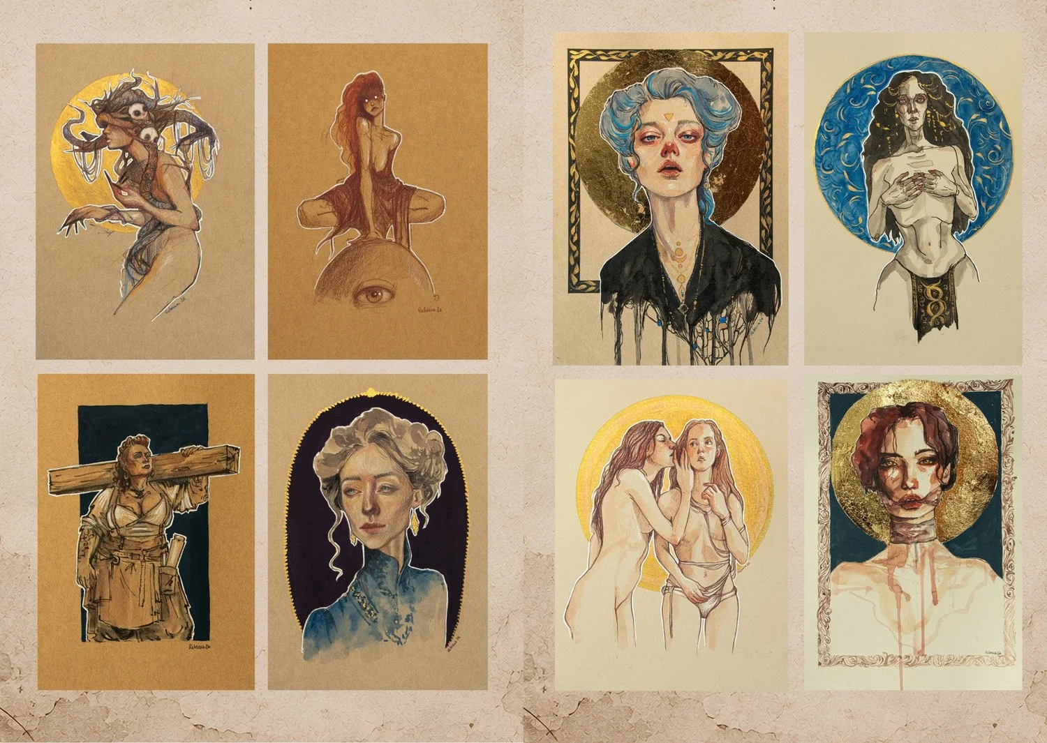 Pages 18 et 19 de l’artbook L’Entre-Monde : huit autres œuvres de Rebecca.