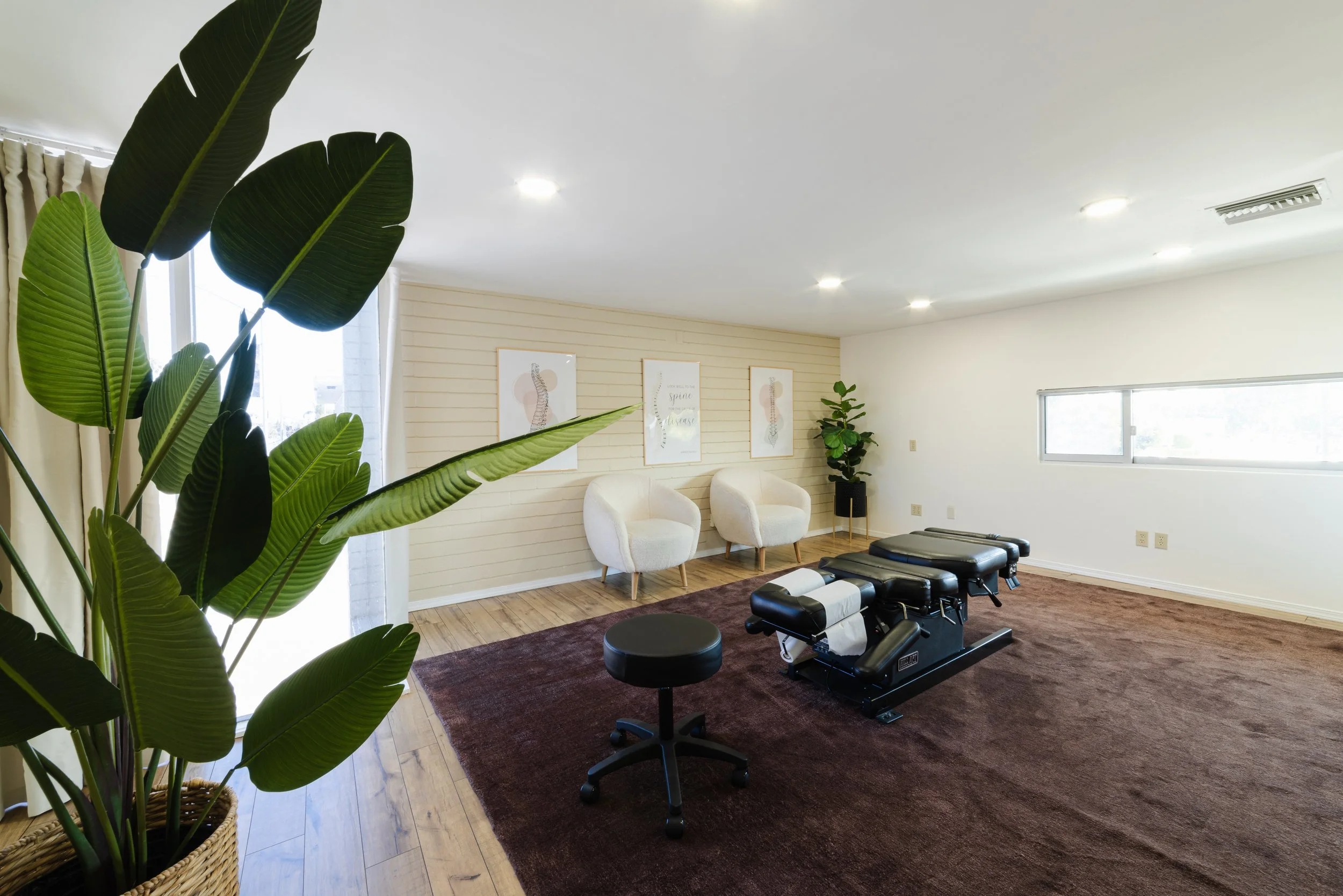 Revive treatment room with black chiropractic table