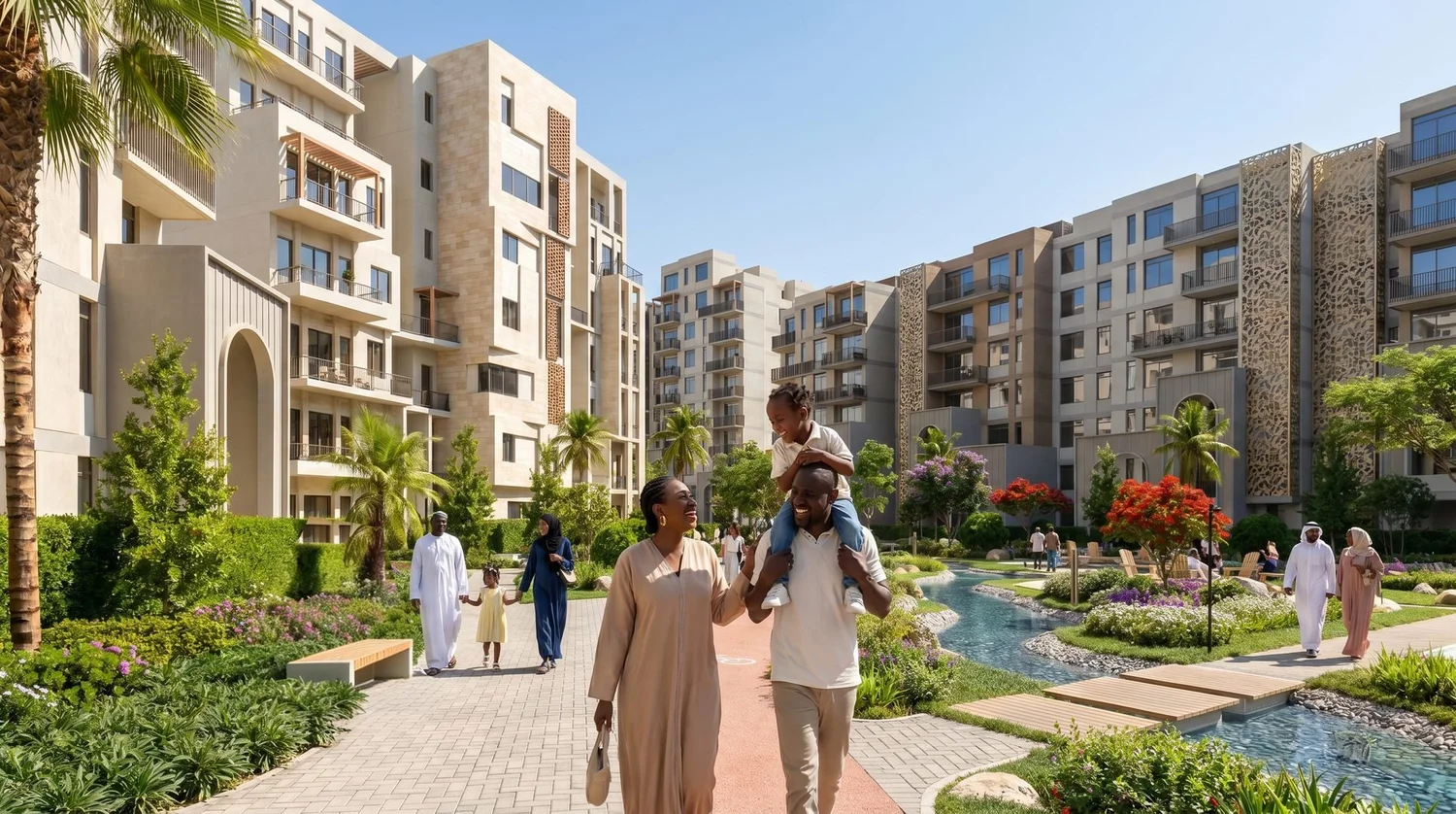 Familles le long du ruisseau central