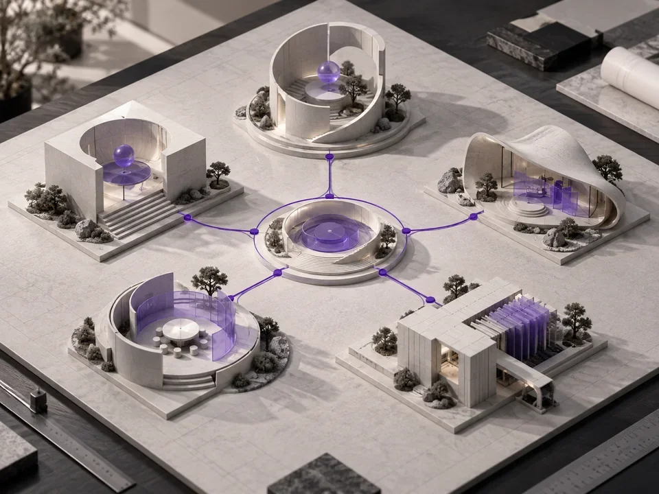 Connected architectural models forming a design ecosystem