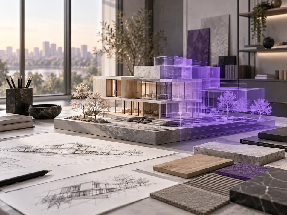 Architectural model paired with a digital twin