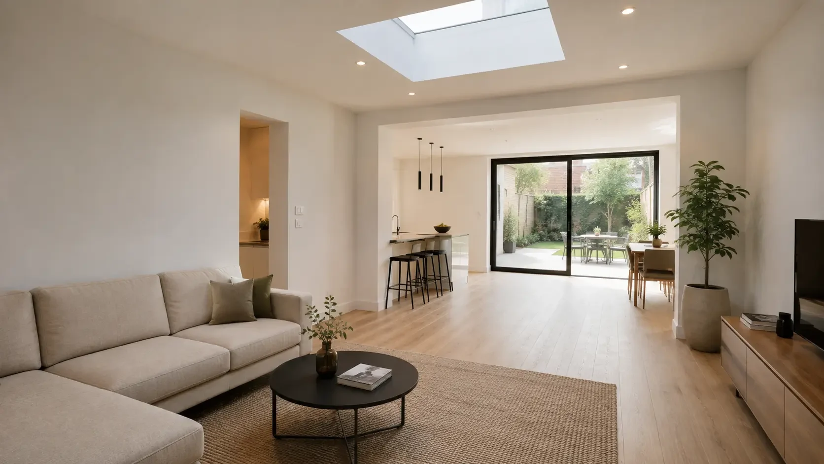 interieur voltooide aanbouw Antwerpen licht open ruimte Polyplast
