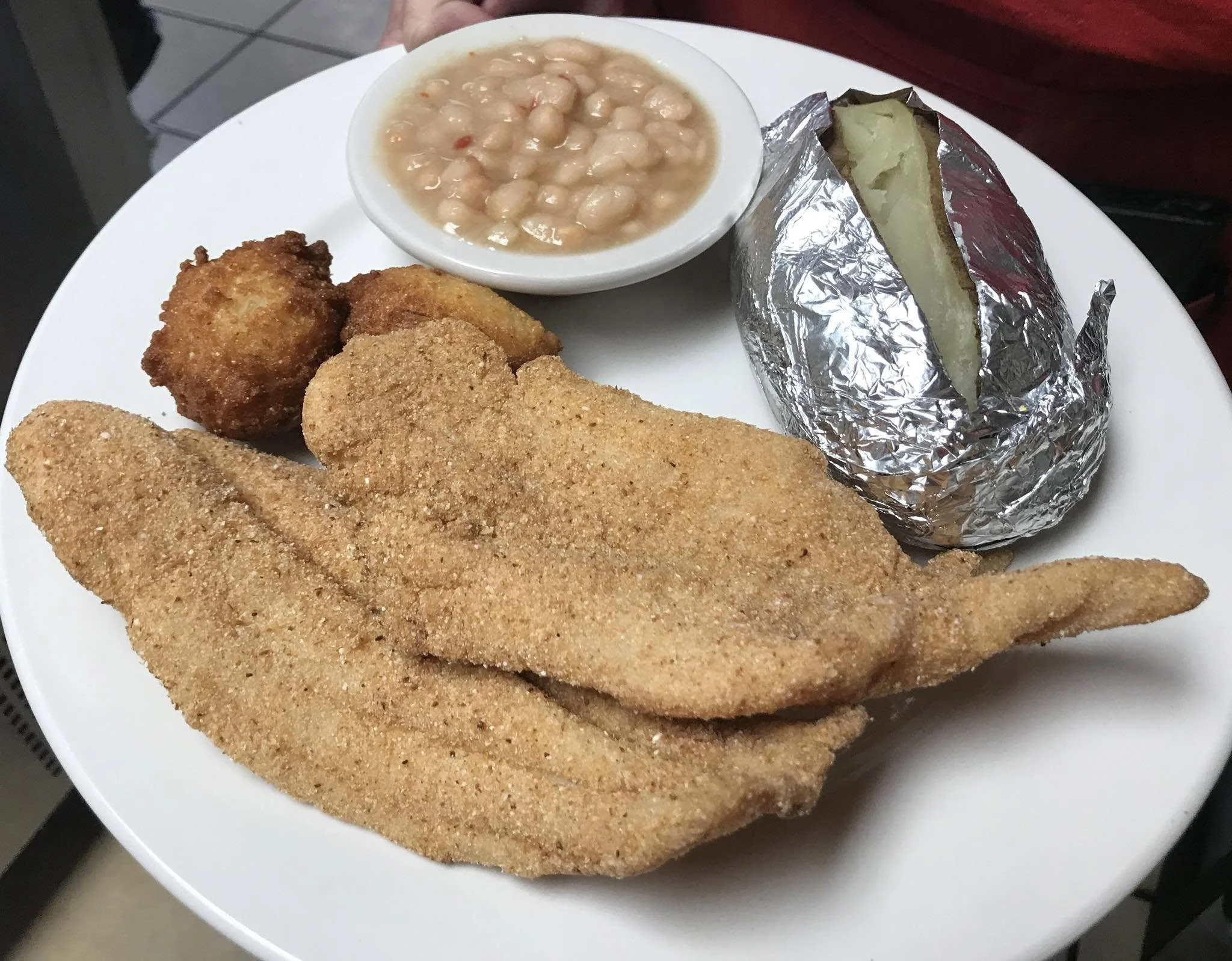 Golden fried catfish plate at Southside Cafe, Paris TN