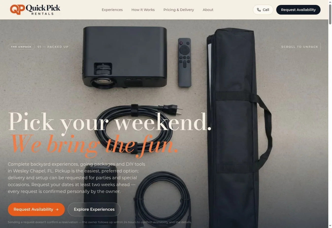 Quick Pick Rentals website preview