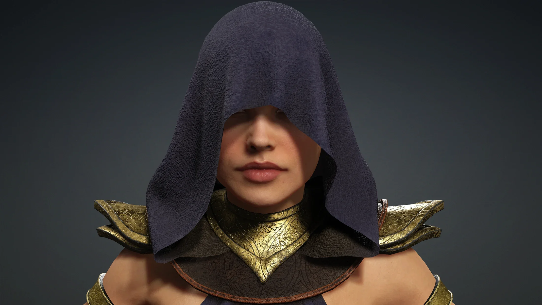 Shattered Realms hooded mage material and face detail