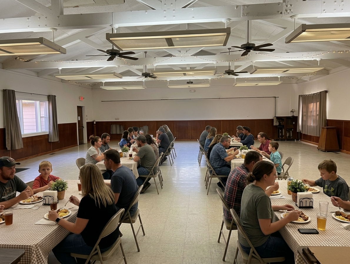 Community gathering at Hessel Grange