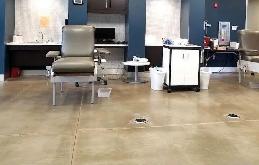 Healthcare facility polished concrete floor