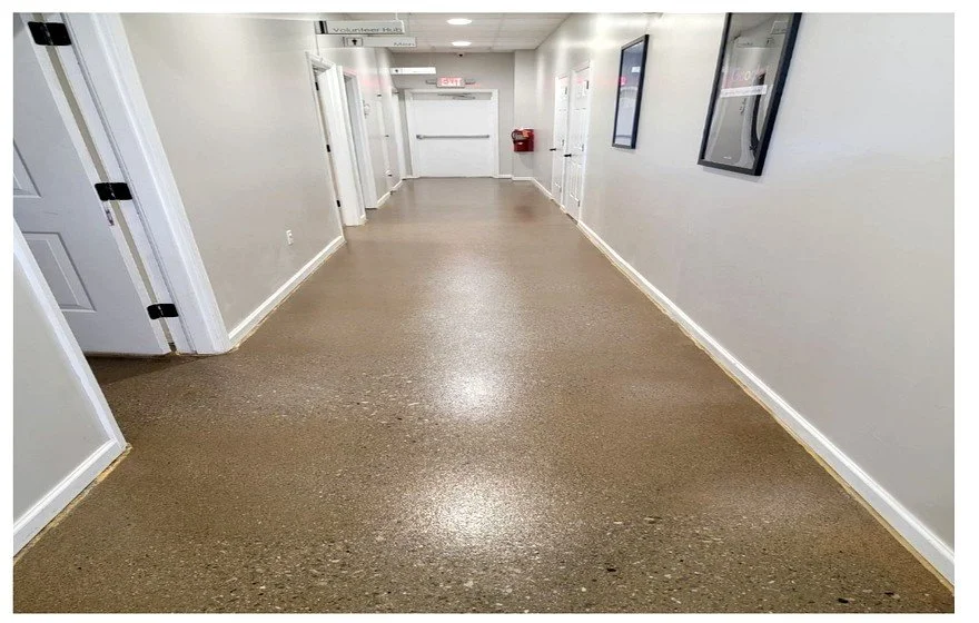 Commercial hallway epoxy floor finish