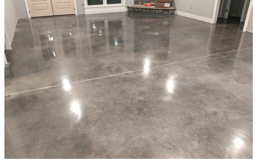 High gloss grey polished concrete floor