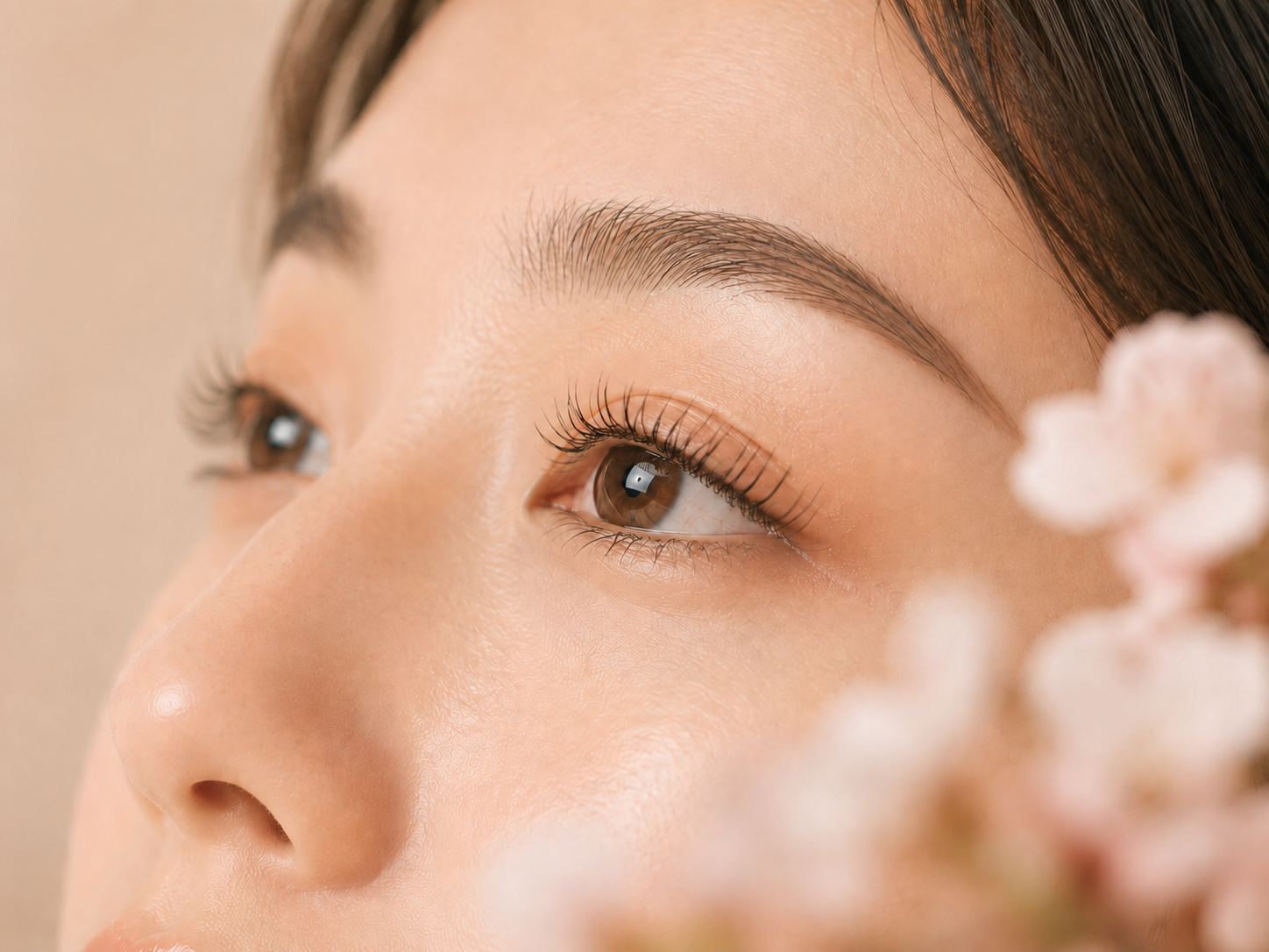 Close-up result of Lash Lift and Tint service