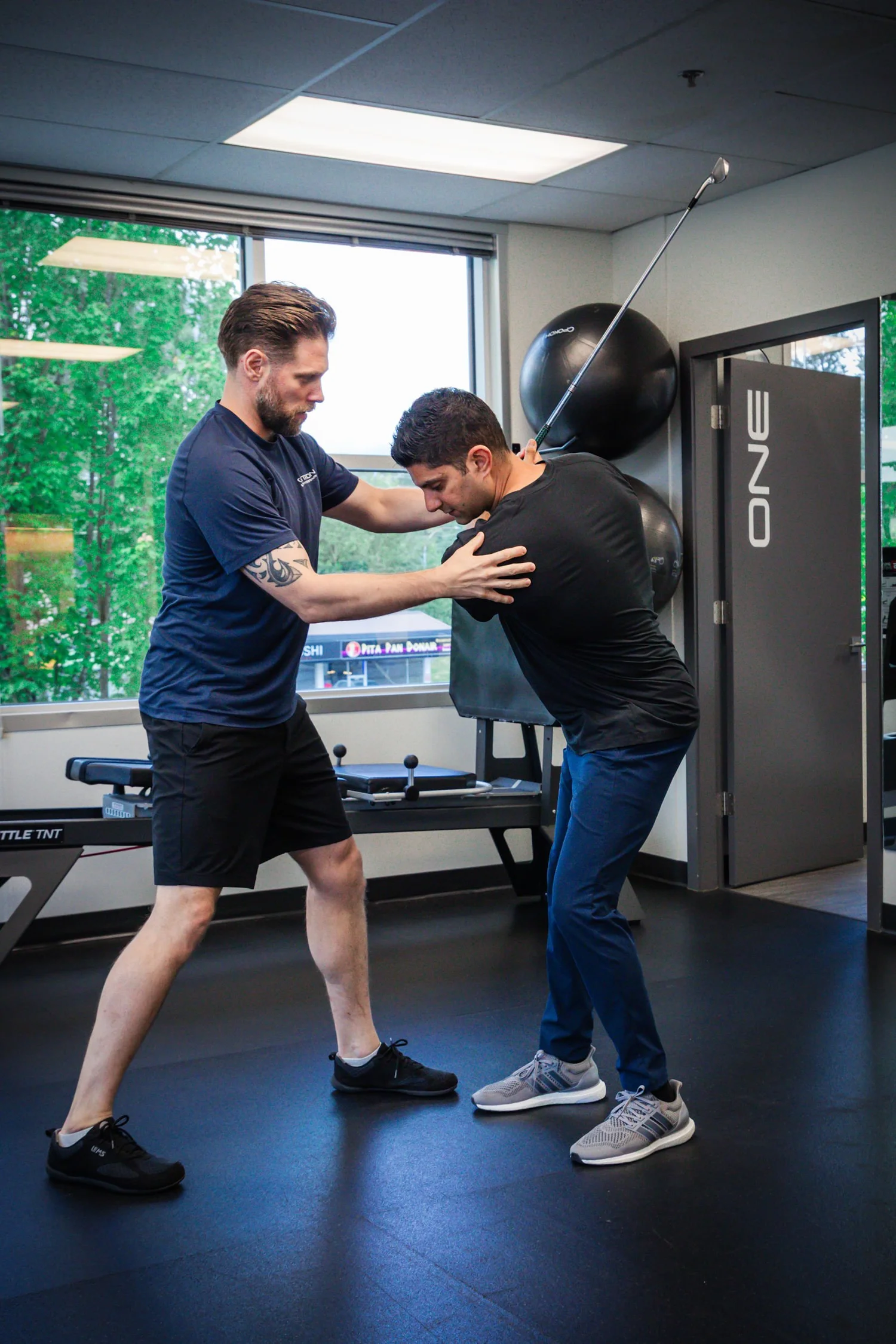 Golf swing screening at Station Physiotherapy, part of a TPI assessment