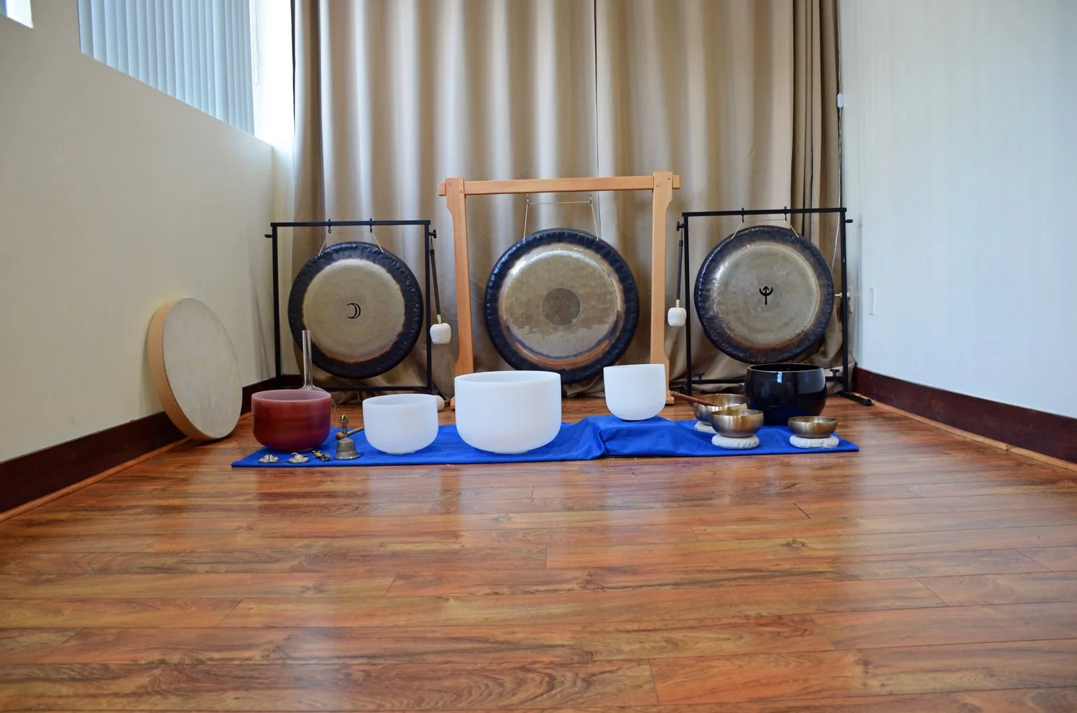Sound healing gongs at Thrive Yoga