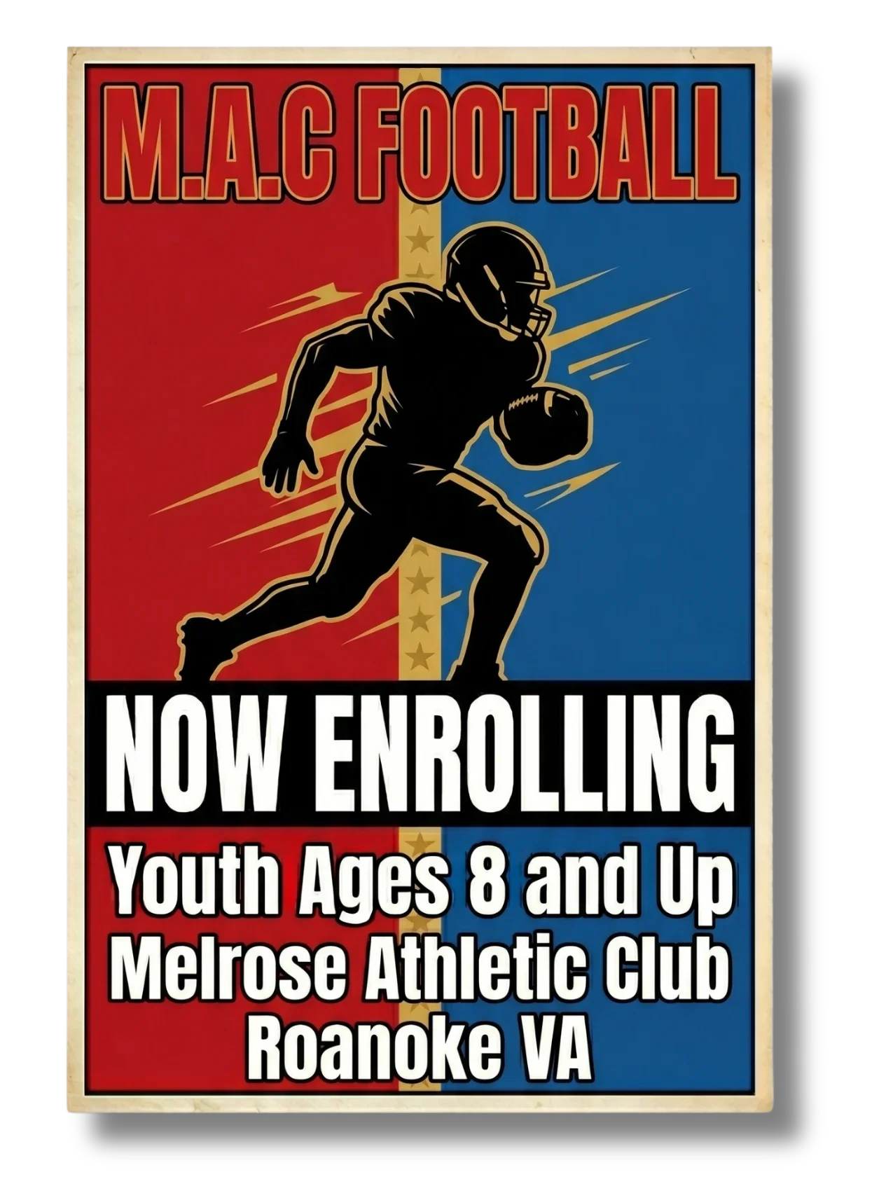 M.A.C Youth Football now enrolling youth ages 8 and up, Melrose Athletic Club, Roanoke, Virginia