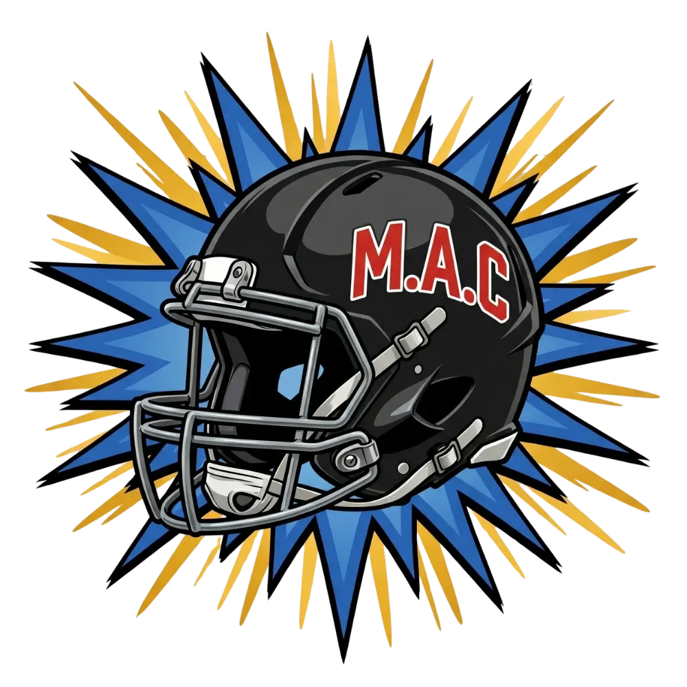 M.A.C youth football program helmet graphic, Melrose Athletic Club, Roanoke, Virginia