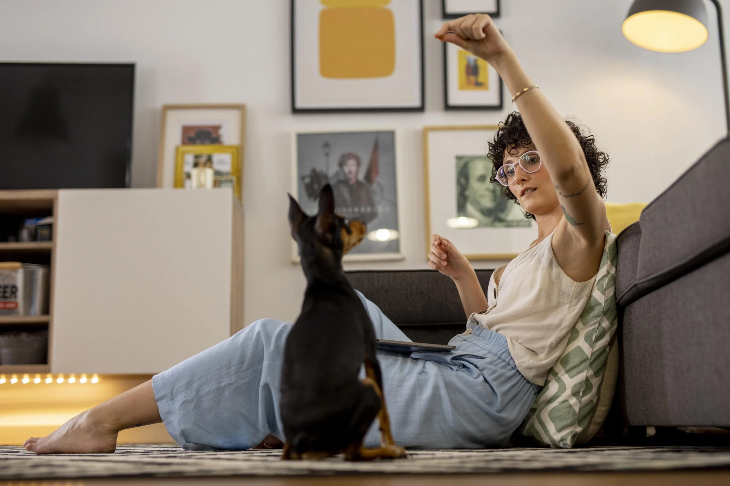 Person with pet dog