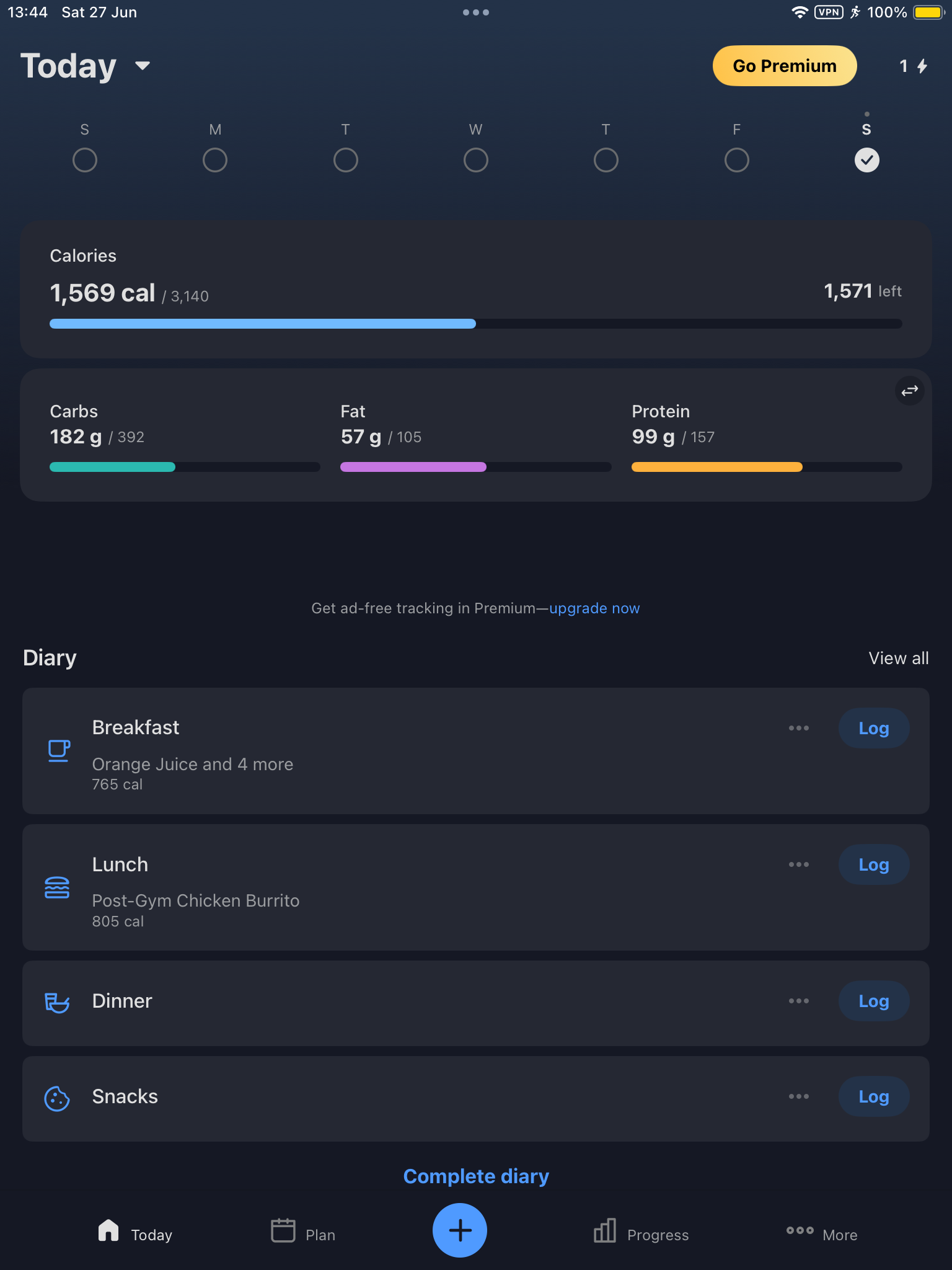 MyFitnessPal app screenshot