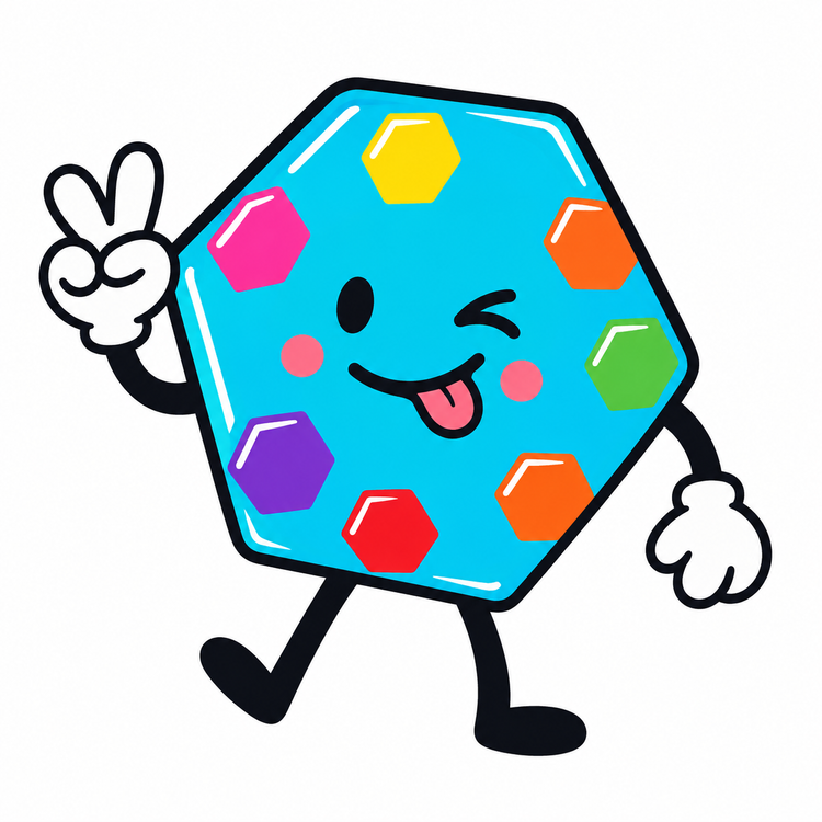 Freezy Bitez mascot with white highlights waving a peace sign