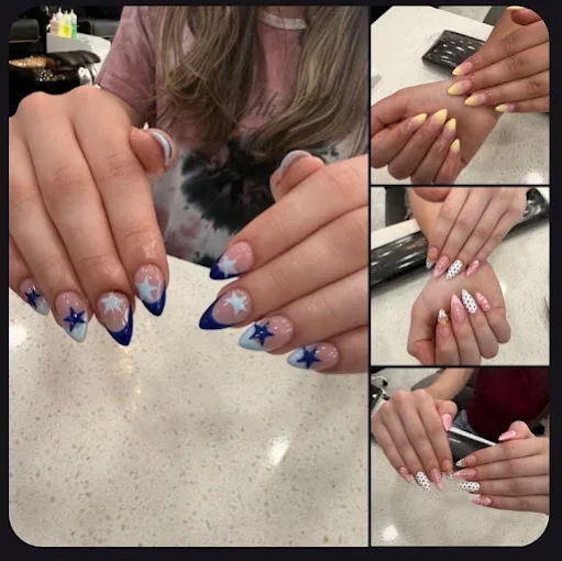 Custom nail art manicure created at Pedi N Nails Mapleview West