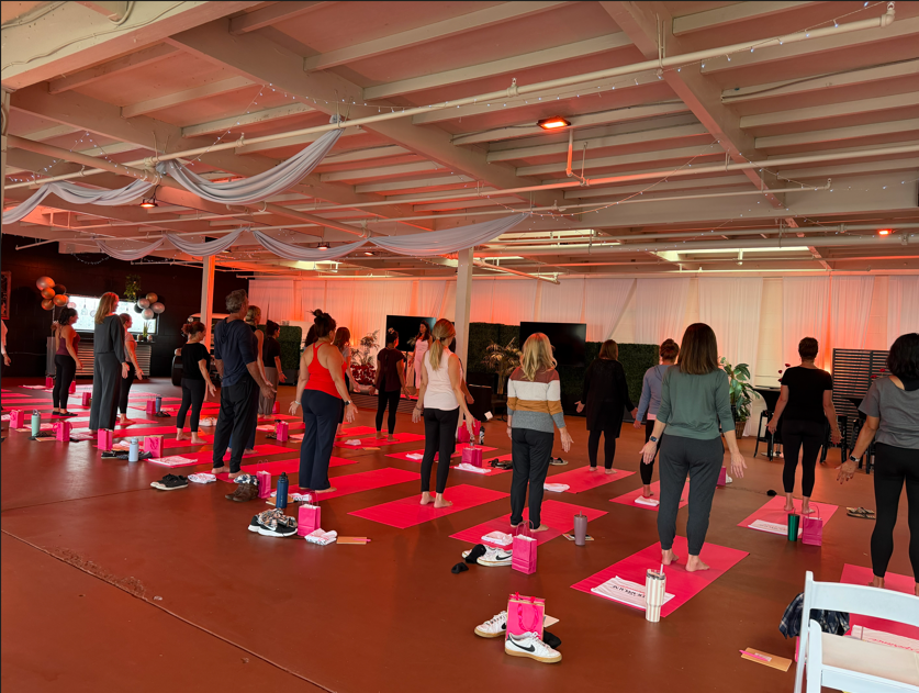 Yoga on pink mats