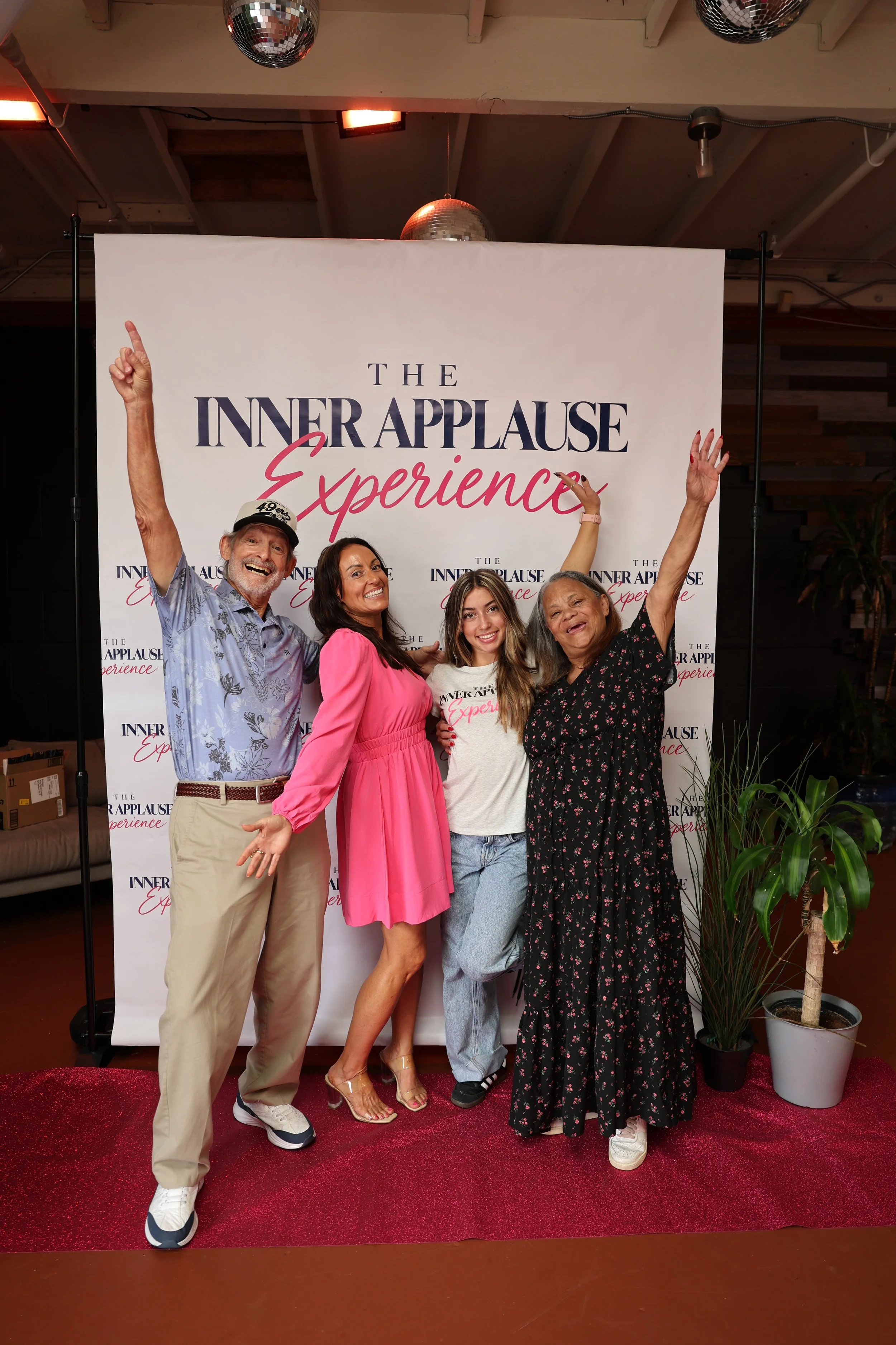 Anette and family at the photo wall