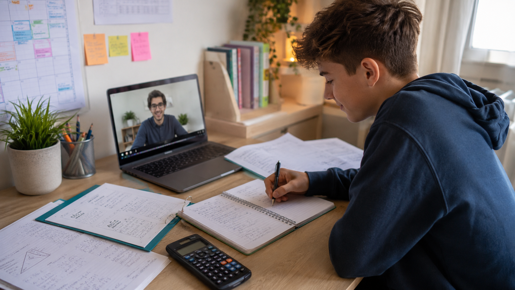 Student receiving online GCSE Maths tuition while working through Foundation and Higher tier questions