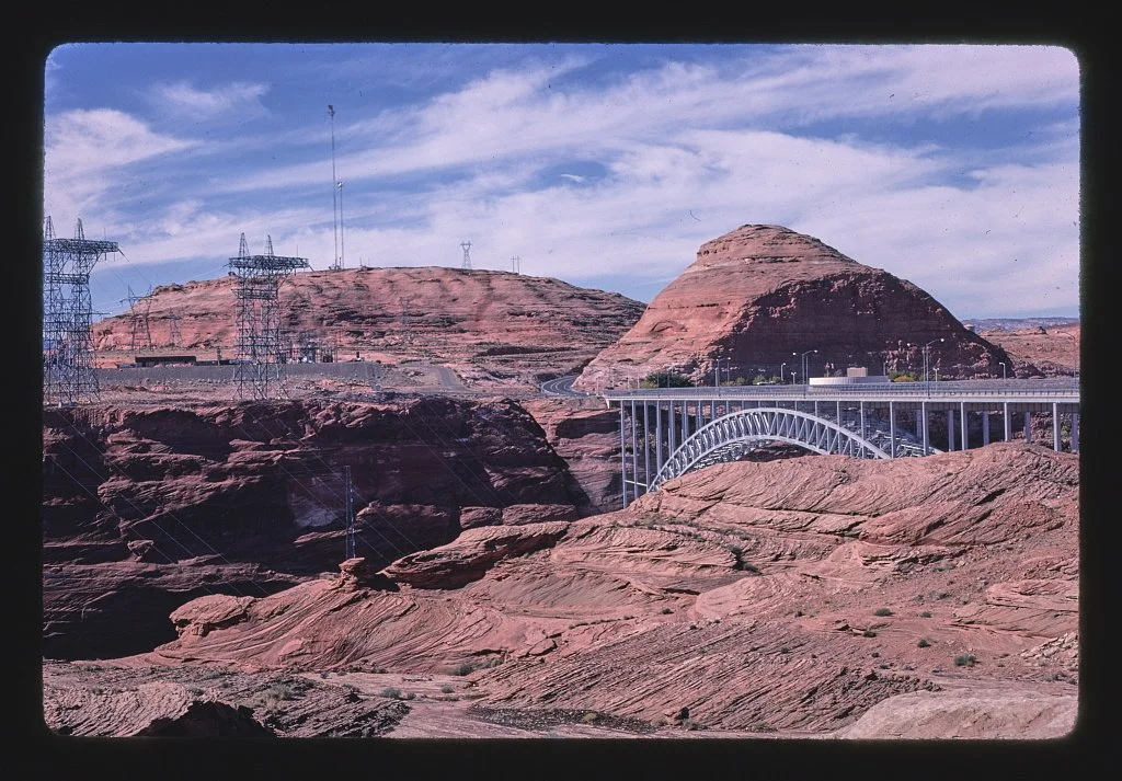 The Glen Canyon Dam Bridge, a steel arch over the Colorado River