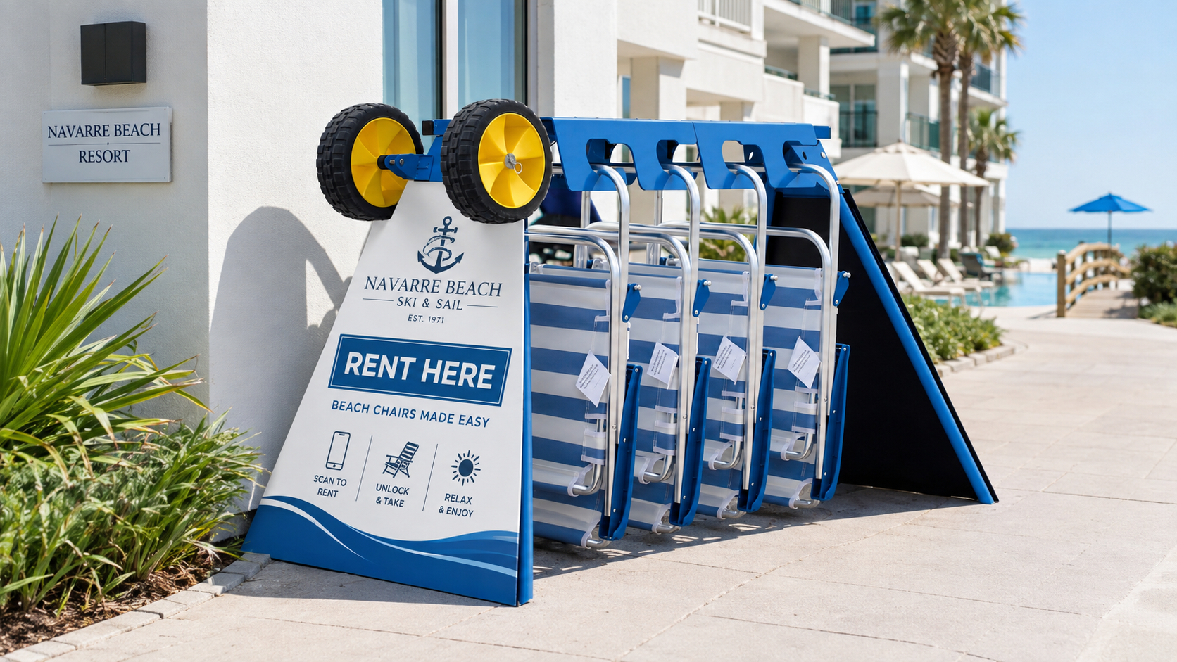 Self-service beach chair rental kiosk concept