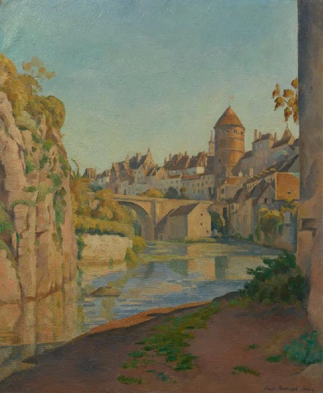 Riverside town landscape