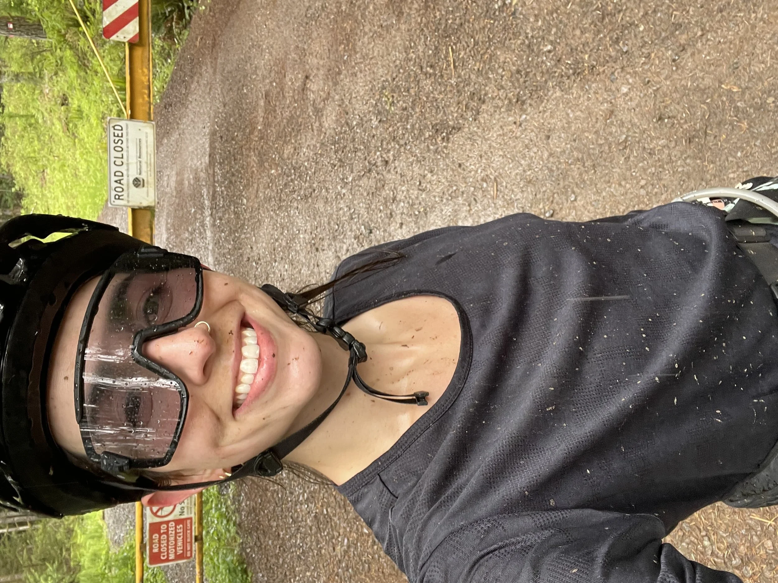 Post-ride on a muddy PNW trail