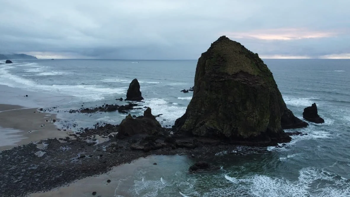 Haystack Rock and ocean