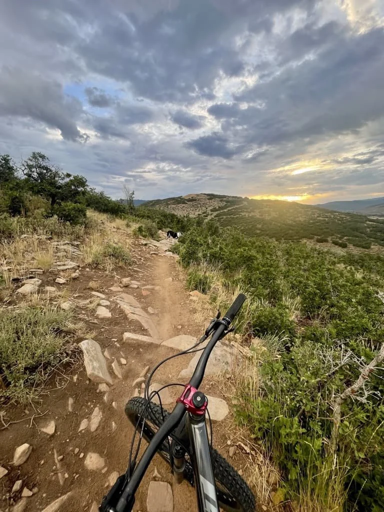 Bike on red rock trail