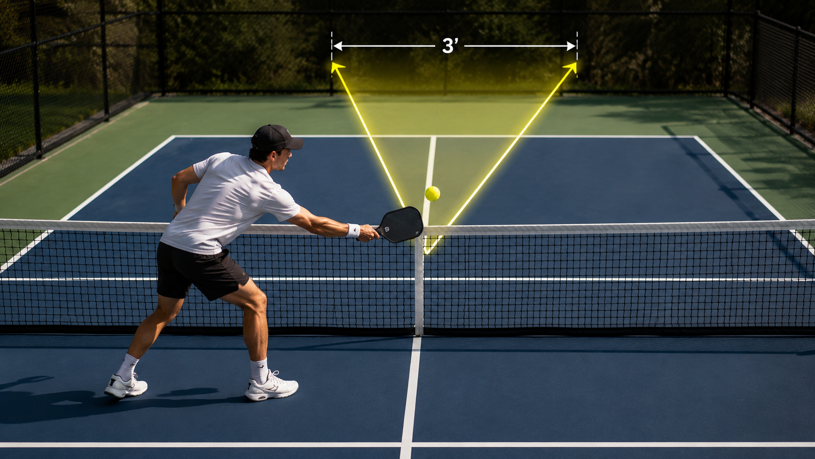 Pickleball The V — reading the opponent's paddle face and body position before contact to predict return direction before the ball leaves the paddle