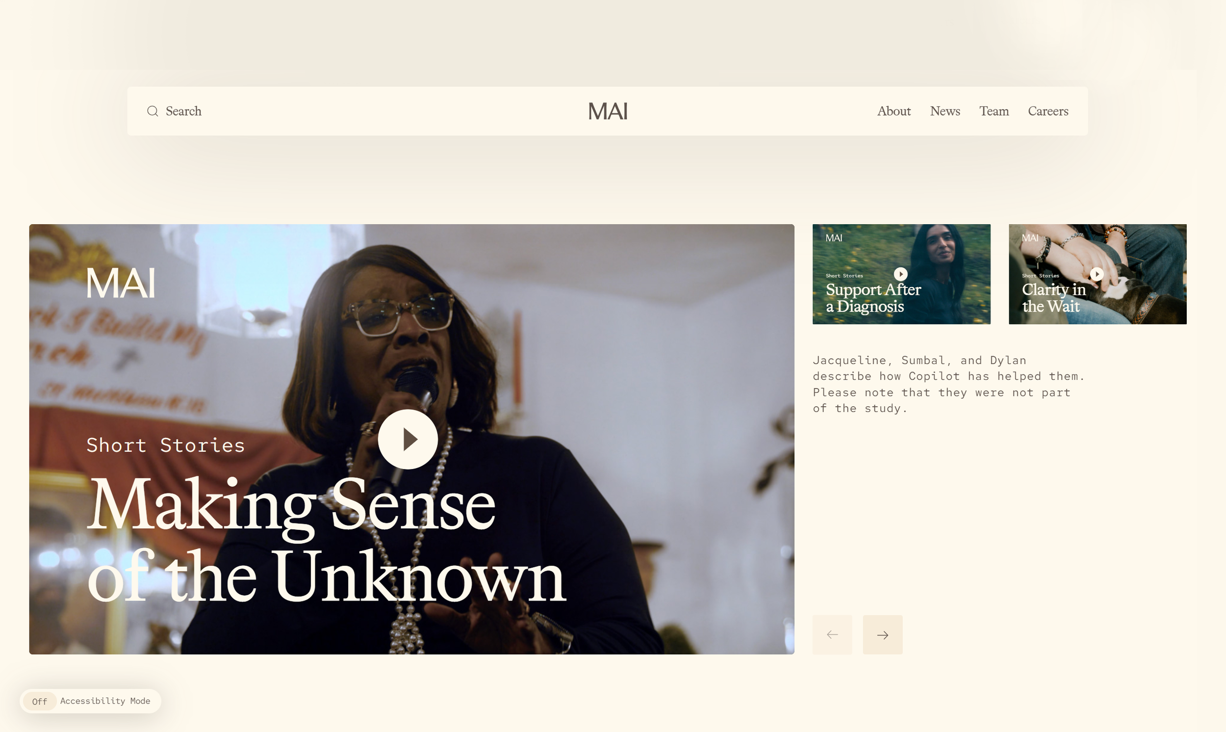 The three films featured on Microsoft AI's news site, under the heading Short Stories.