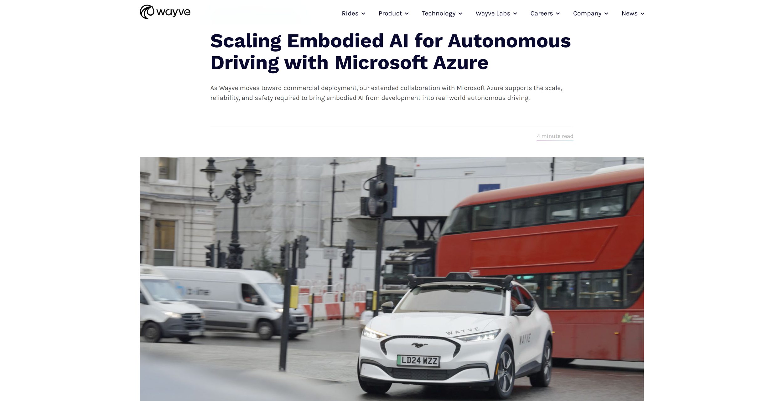 The film featured in Wayve's blog post on scaling embodied AI with Microsoft Azure.