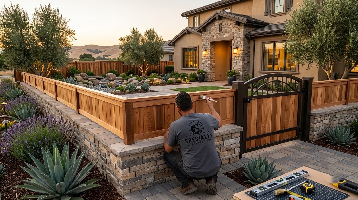 Fencing and wall project completed in the Central Valley by Specialty Landscape