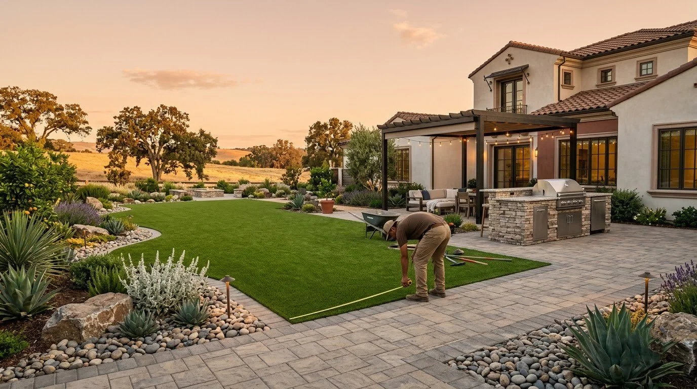 Completed custom landscape installation in the Central Valley by Specialty Landscape